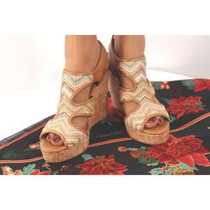 LUCK BRAND Riedel 2 cork wedge pastel sandals - Size 8M